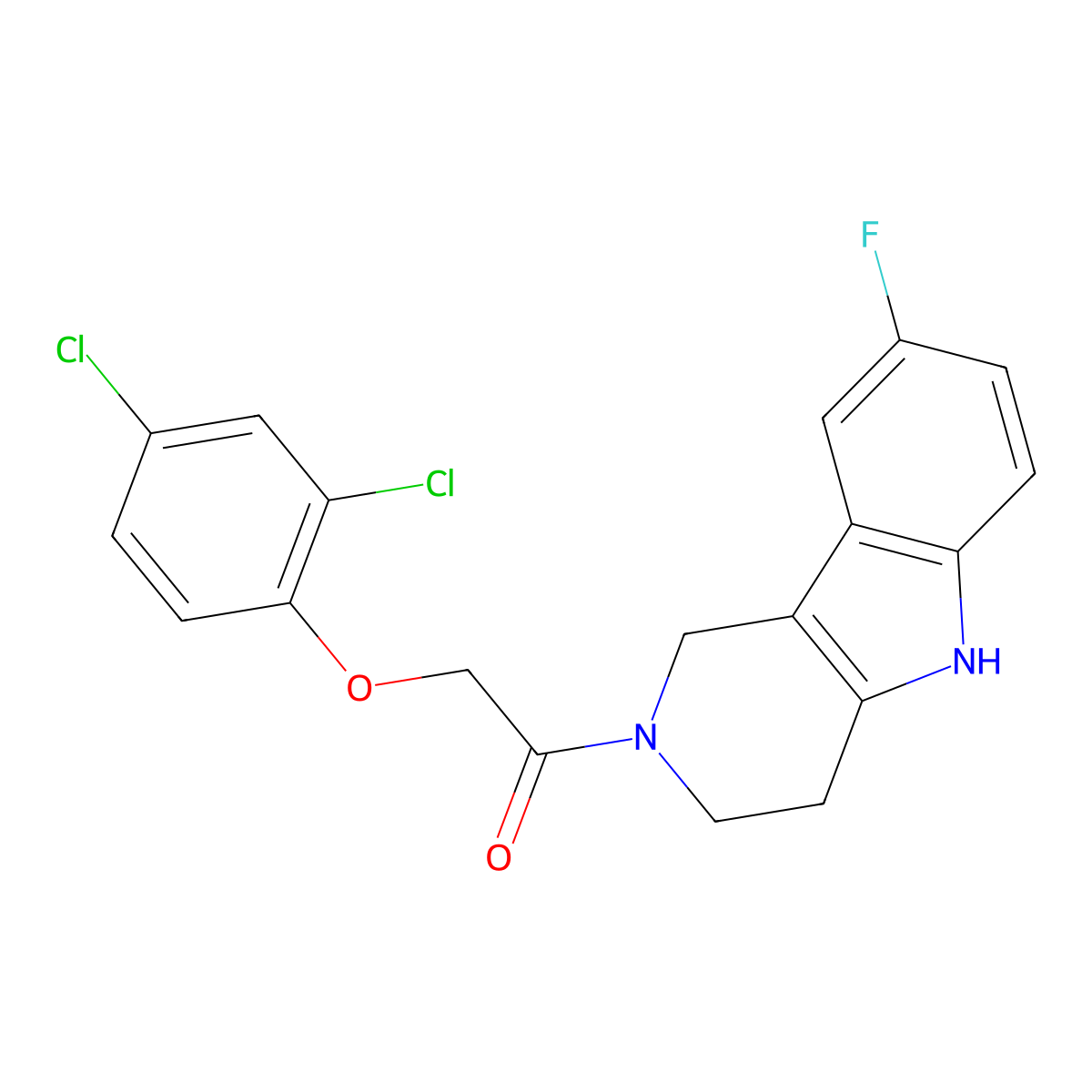 2-(2,4-dichlorophenoxy)-1-(8-fluoro-1,3,4,5-tetrahydro-2H-pyrido[4,3-b]indol-2-yl)ethanone molecular structure, CAS 1010891-73-2
