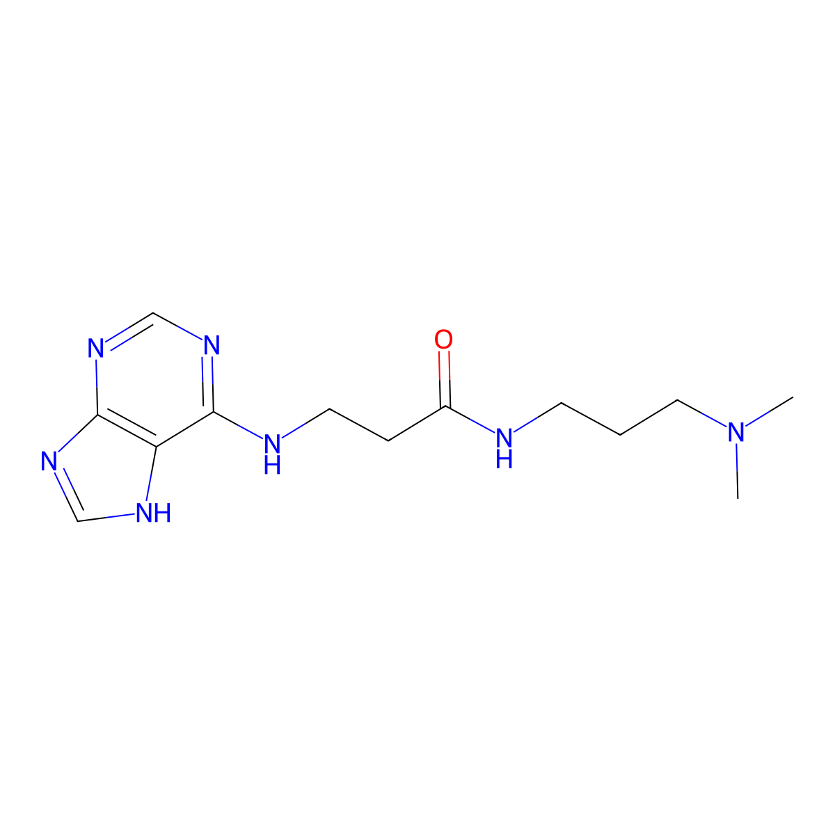 N-[3-(dimethylamino)propyl]-3-(7H-purin-6-ylamino)propanamide molecular structure, CAS 1010892-01-9