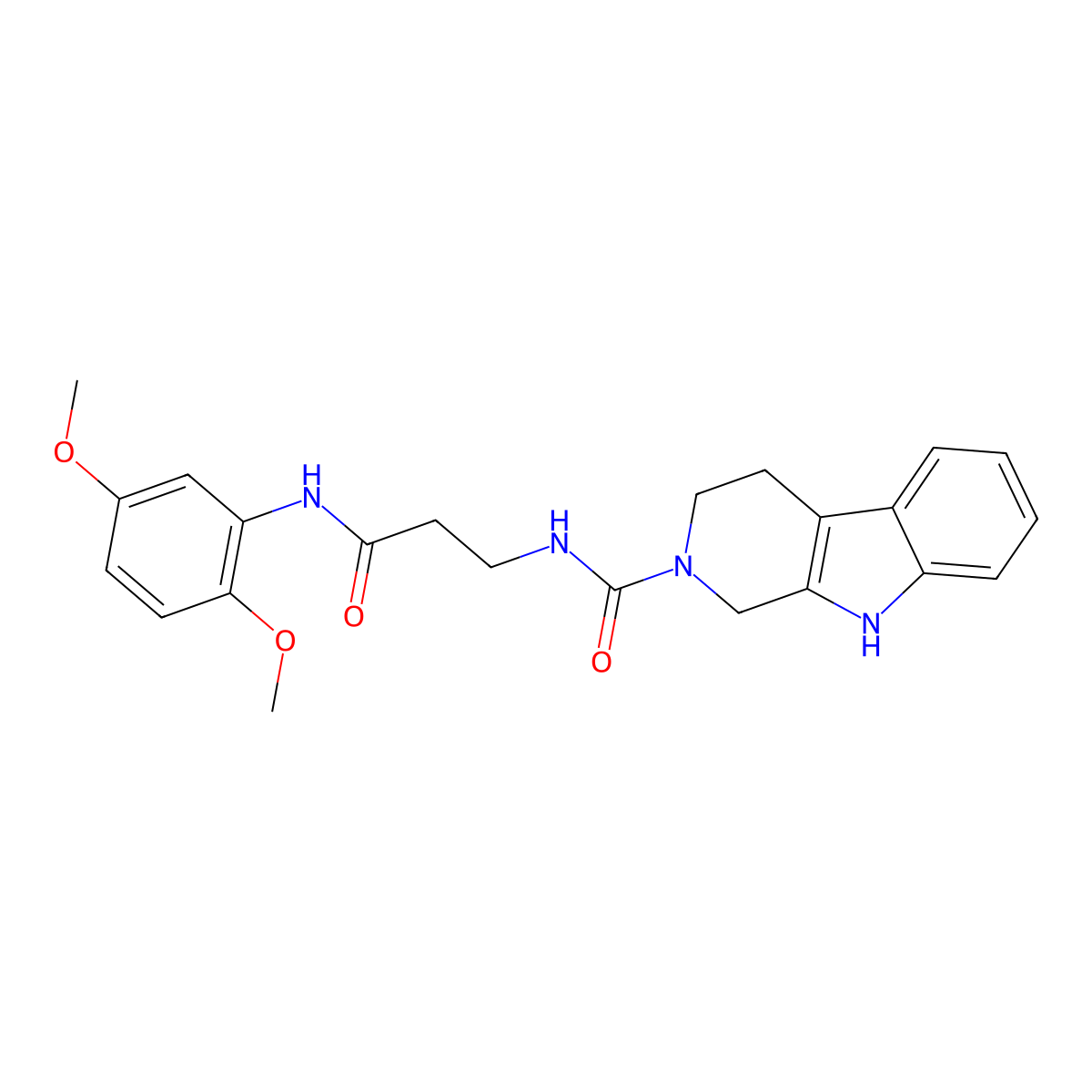 N-{3-[(2,5-dimethoxyphenyl)amino]-3-oxopropyl}-1,3,4,9-tetrahydro-2H-beta-carboline-2-carboxamide molecular structure, CAS 1010892-05-3