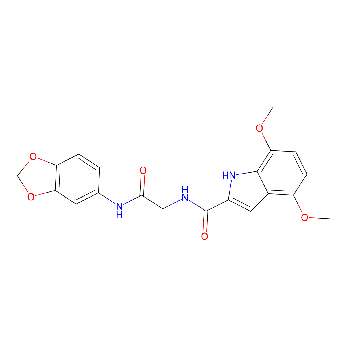 N-[2-(1,3-benzodioxol-5-ylamino)-2-oxoethyl]-4,7-dimethoxy-1H-indole-2-carboxamide molecular structure, CAS 1010892-07-5