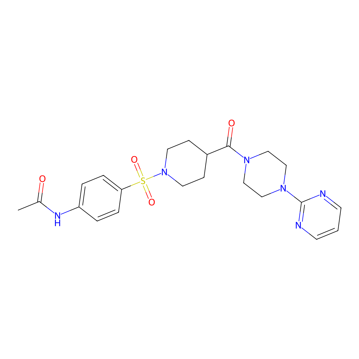 N~1~-{4-[(4-{[4-(2-pyrimidinyl)piperazino]carbonyl}piperidino)sulfonyl]phenyl}acetamide molecular structure, CAS 1010892-15-5
