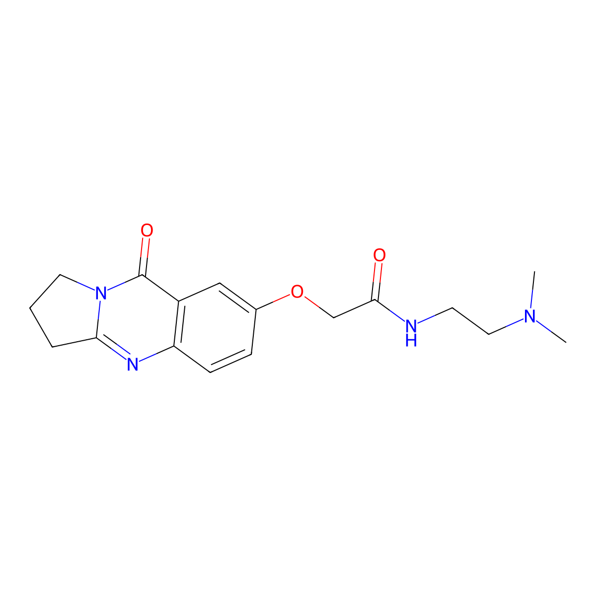 N-[2-(dimethylamino)ethyl]-2-[(9-oxo-1,2,3,9-tetrahydropyrrolo[2,1-b]quinazolin-7-yl)oxy]acetamide molecular structure, CAS 1010892-17-7