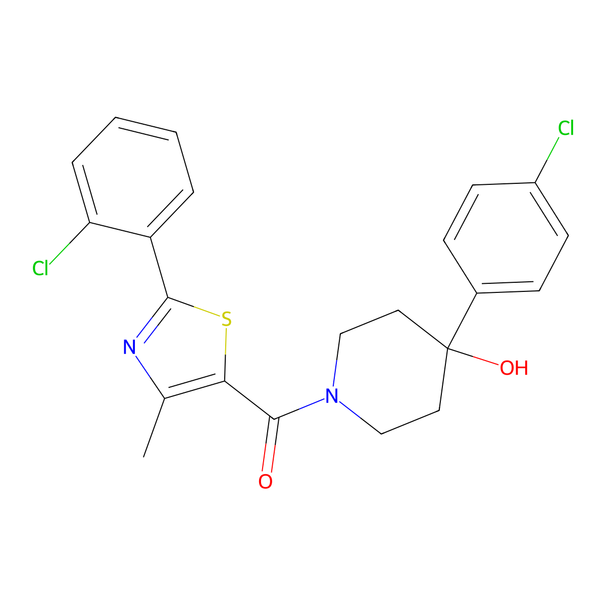 [4-(4-Chlorophenyl)-4-hydroxypiperidino][2-(2-chlorophenyl)-4-methyl-1,3-thiazol-5-yl]methanone molecular structure, CAS 1010892-20-2