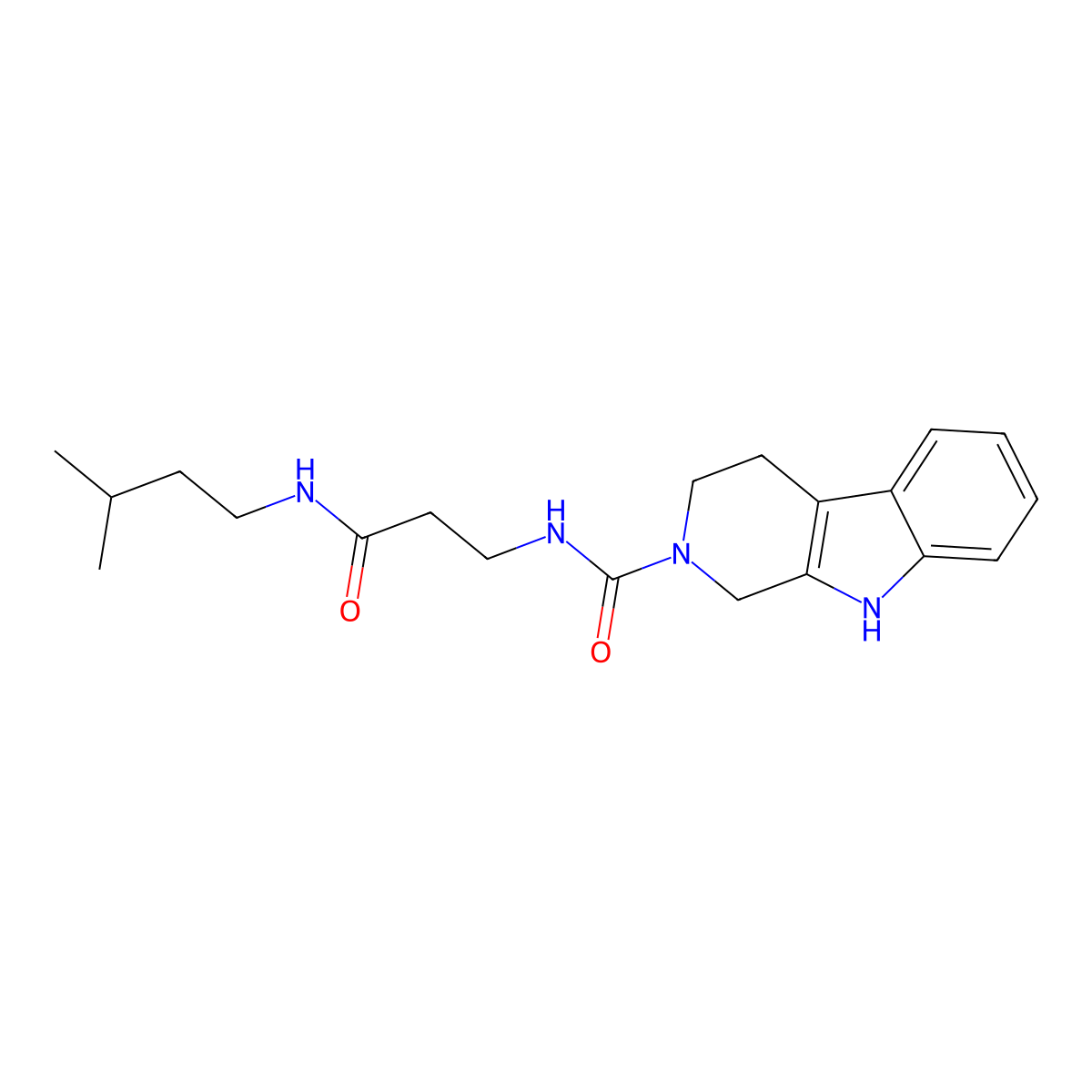 N-{3-[(3-methylbutyl)amino]-3-oxopropyl}-1,3,4,9-tetrahydro-2H-beta-carboline-2-carboxamide molecular structure, CAS 1010892-21-3