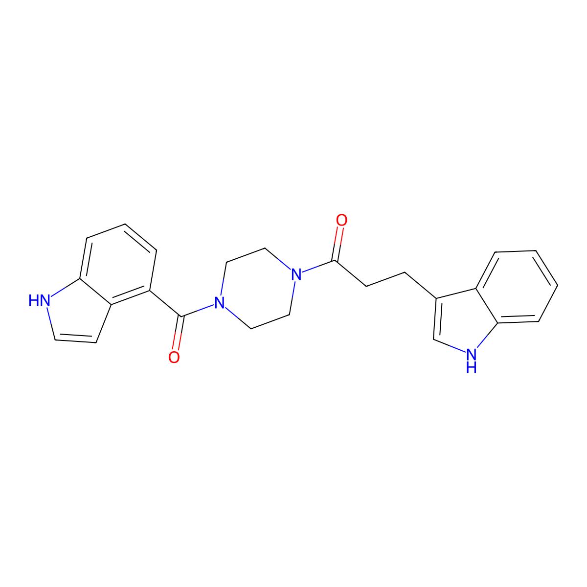 3-(1H-indol-3-yl)-1-[4-(1H-indol-4-ylcarbonyl)piperazin-1-yl]propan-1-one molecular structure, CAS 1010892-25-7