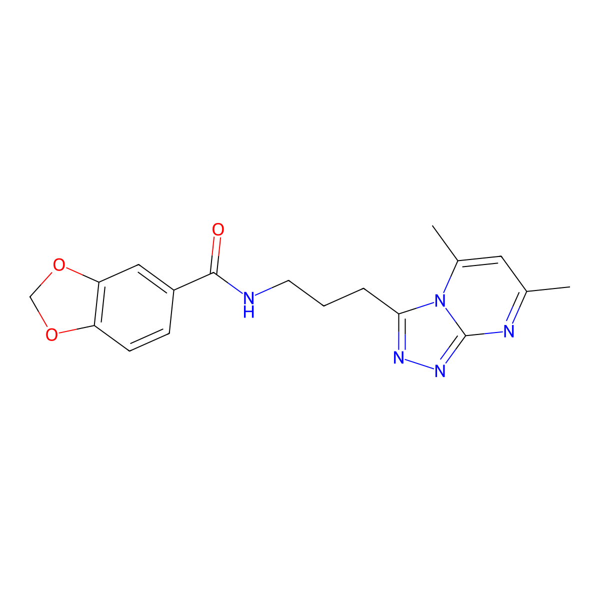N-[3-(5,7-dimethyl[1,2,4]triazolo[4,3-a]pyrimidin-3-yl)propyl]-1,3-benzodioxole-5-carboxamide molecular structure, CAS 1010892-26-8