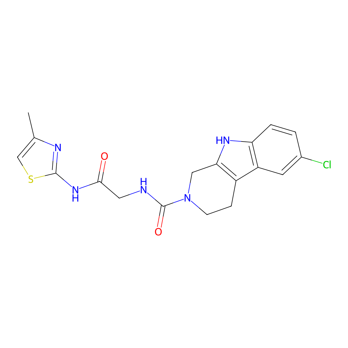 6-chloro-N-(2-{[(2Z)-4-methyl-1,3-thiazol-2(3H)-ylidene]amino}-2-oxoethyl)-1,3,4,9-tetrahydro-2H-beta-carboline-2-carboxamide molecular structure, CAS 1010892-27-9
