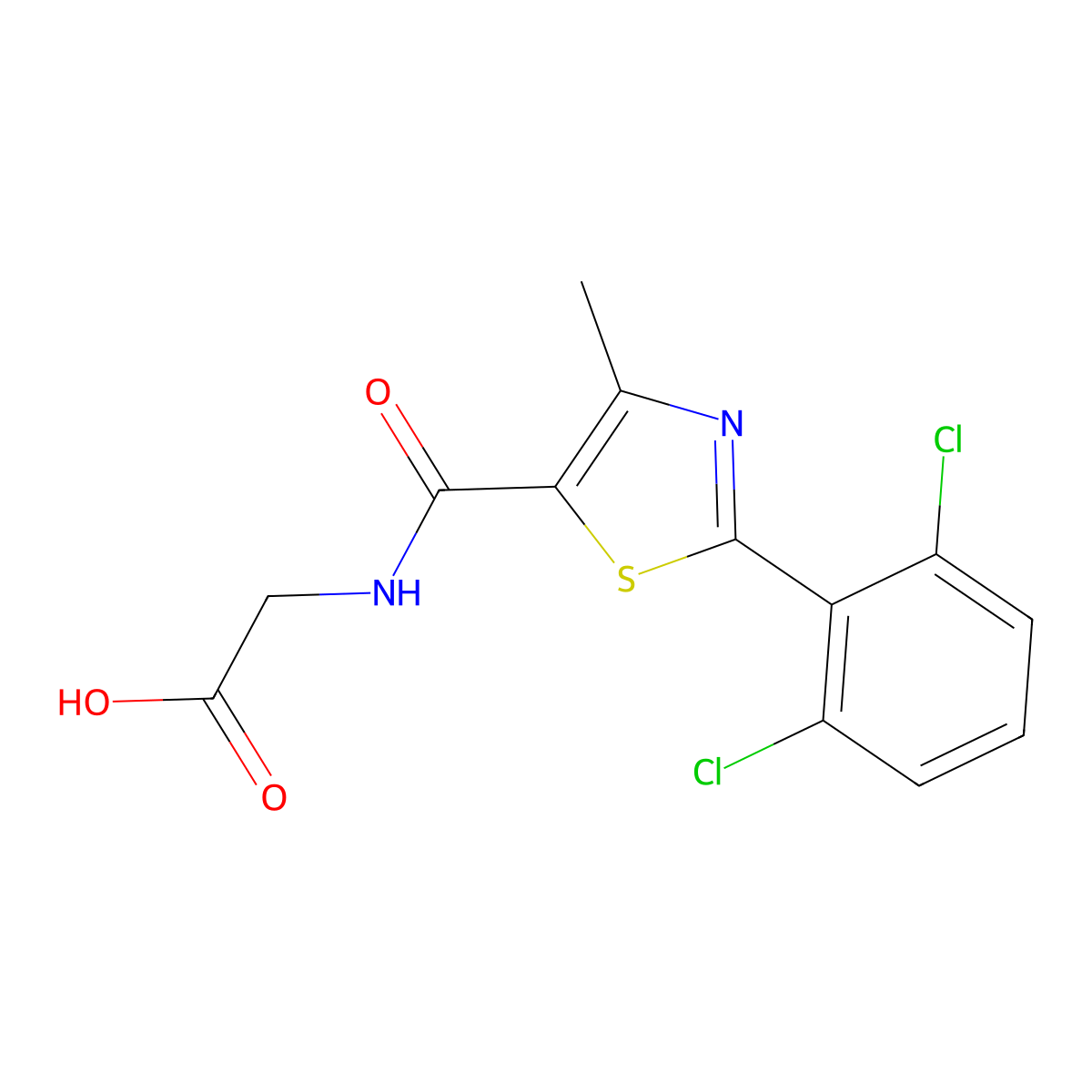 N-{[2-(2,6-dichlorophenyl)-4-methyl-1,3-thiazol-5-yl]carbonyl}glycine molecular structure, CAS 1010892-29-1