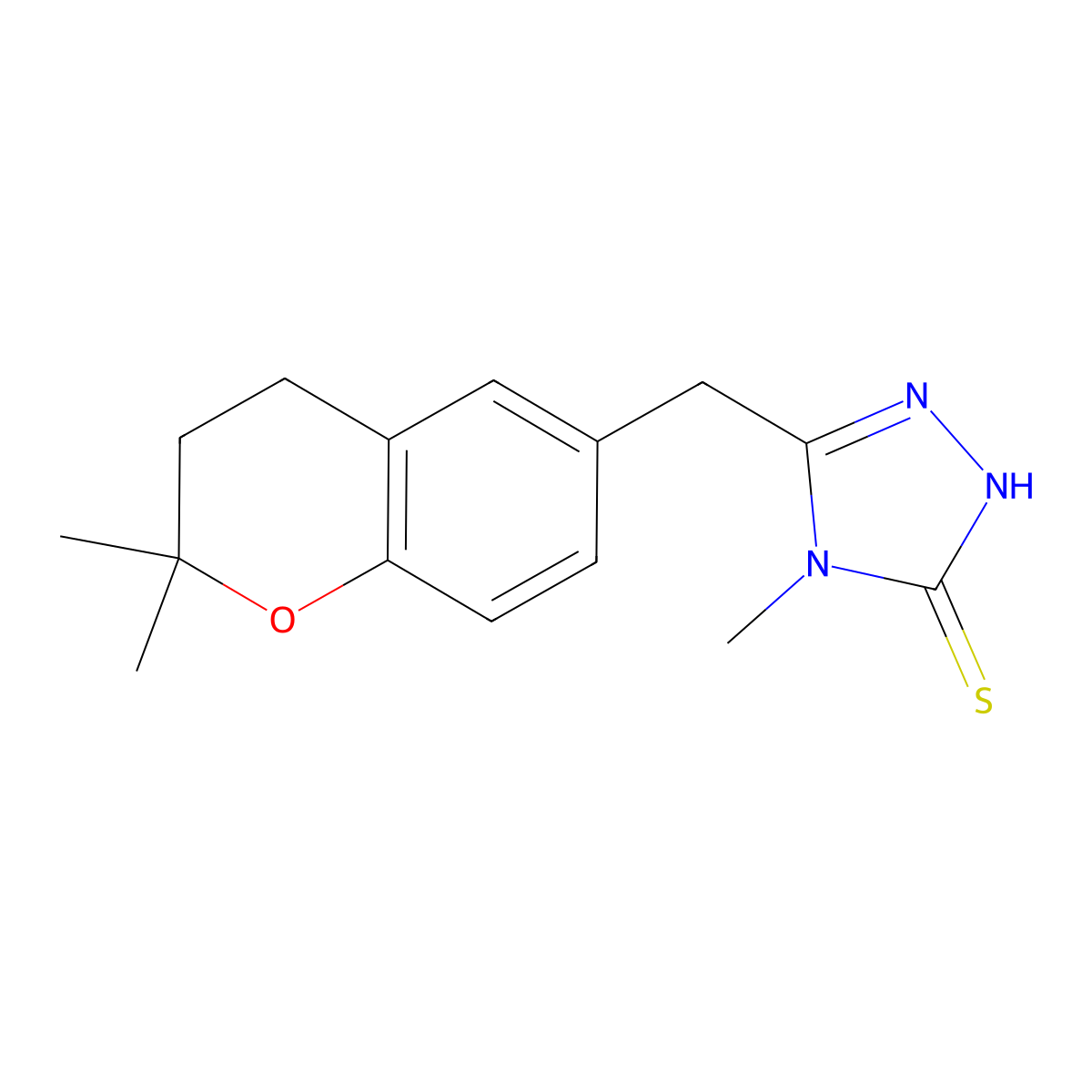 5-[(2,2-Dimethyl-3,4-dihydro-1-benzopyran-6-yl)methyl]-4-methyl-1,2,4-triazole-3-thiol molecular structure, CAS 1010892-44-0