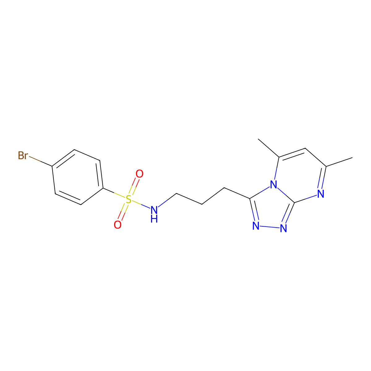 4-bromo-N-[3-(5,7-dimethyl[1,2,4]triazolo[4,3-a]pyrimidin-3-yl)propyl]benzenesulfonamide molecular structure, CAS 1010892-50-8