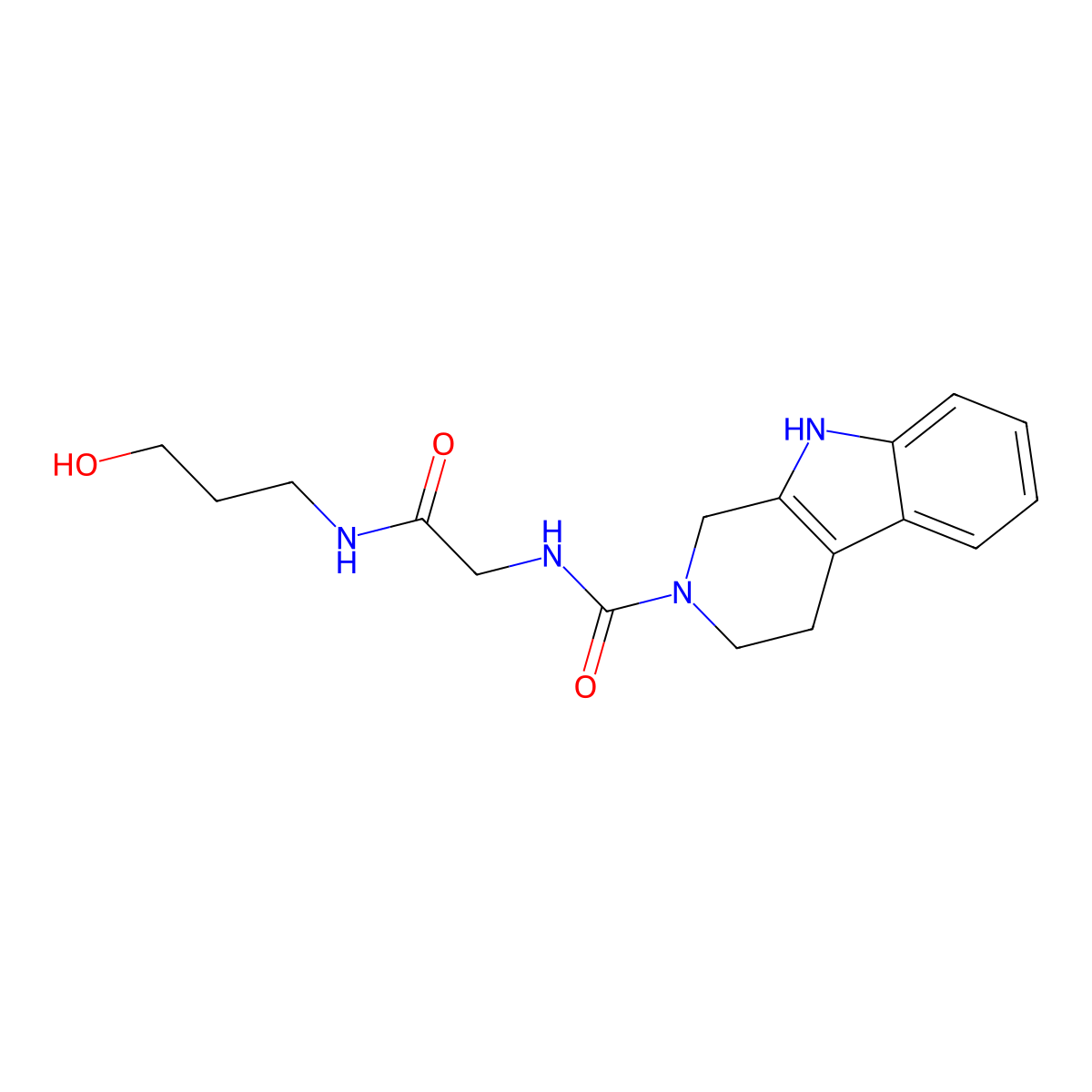 N-{2-[(3-hydroxypropyl)amino]-2-oxoethyl}-1,3,4,9-tetrahydro-2H-beta-carboline-2-carboxamide molecular structure, CAS 1010892-57-5