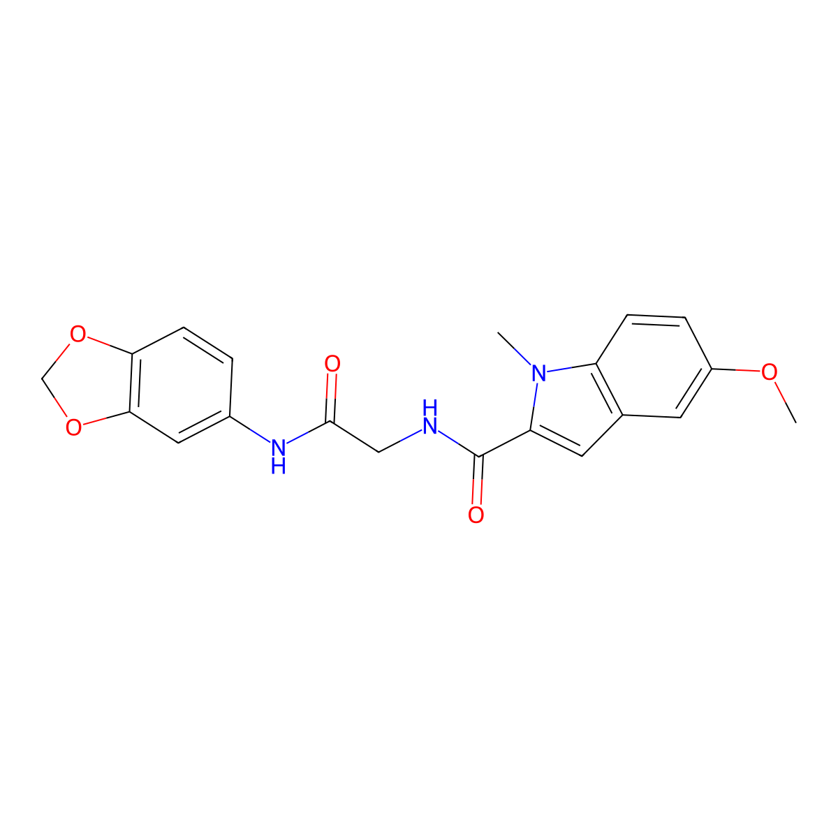 N-[2-(1,3-benzodioxol-5-ylamino)-2-oxoethyl]-5-methoxy-1-methyl-1H-indole-2-carboxamide molecular structure, CAS 1010892-58-6