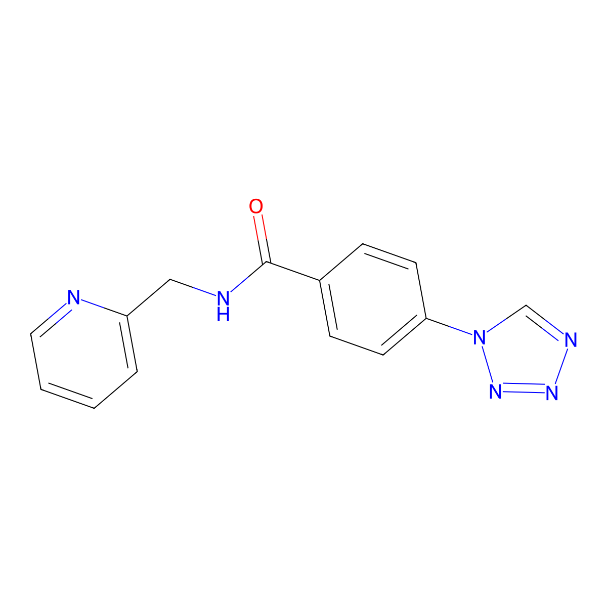 N-(pyridin-2-ylmethyl)-4-(1H-tetrazol-1-yl)benzamide molecular structure, CAS 1010892-62-2