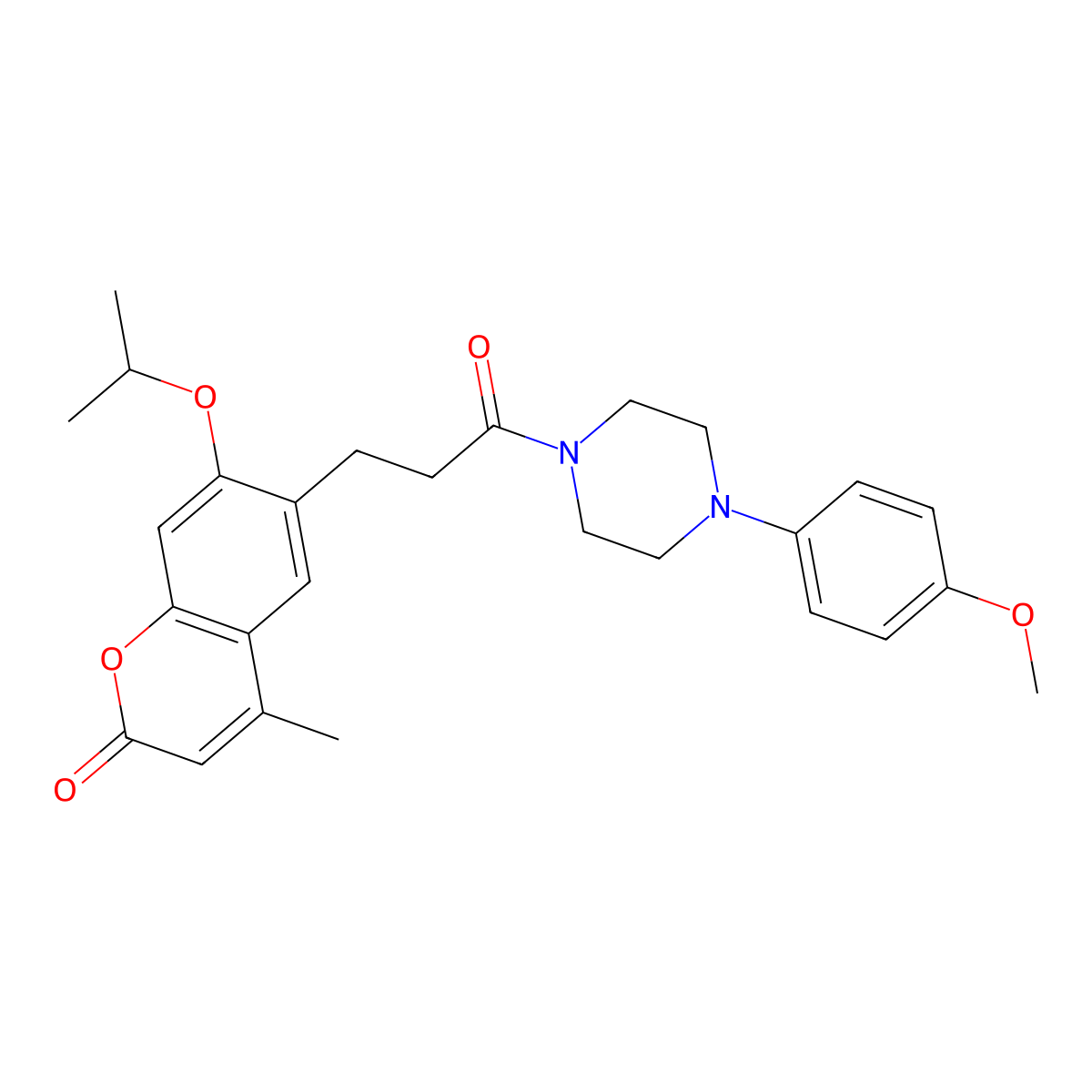 6-{3-[4-(4-methoxyphenyl)piperazin-1-yl]-3-oxopropyl}-4-methyl-7-(propan-2-yloxy)-2H-chromen-2-one molecular structure, CAS 1010892-70-2