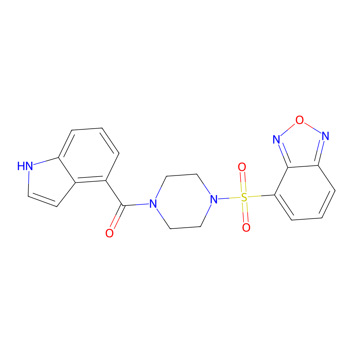 [4-(2,1,3-benzoxadiazol-4-ylsulfonyl)piperazin-1-yl](1H-indol-4-yl)methanone molecular structure, CAS 1010892-75-7