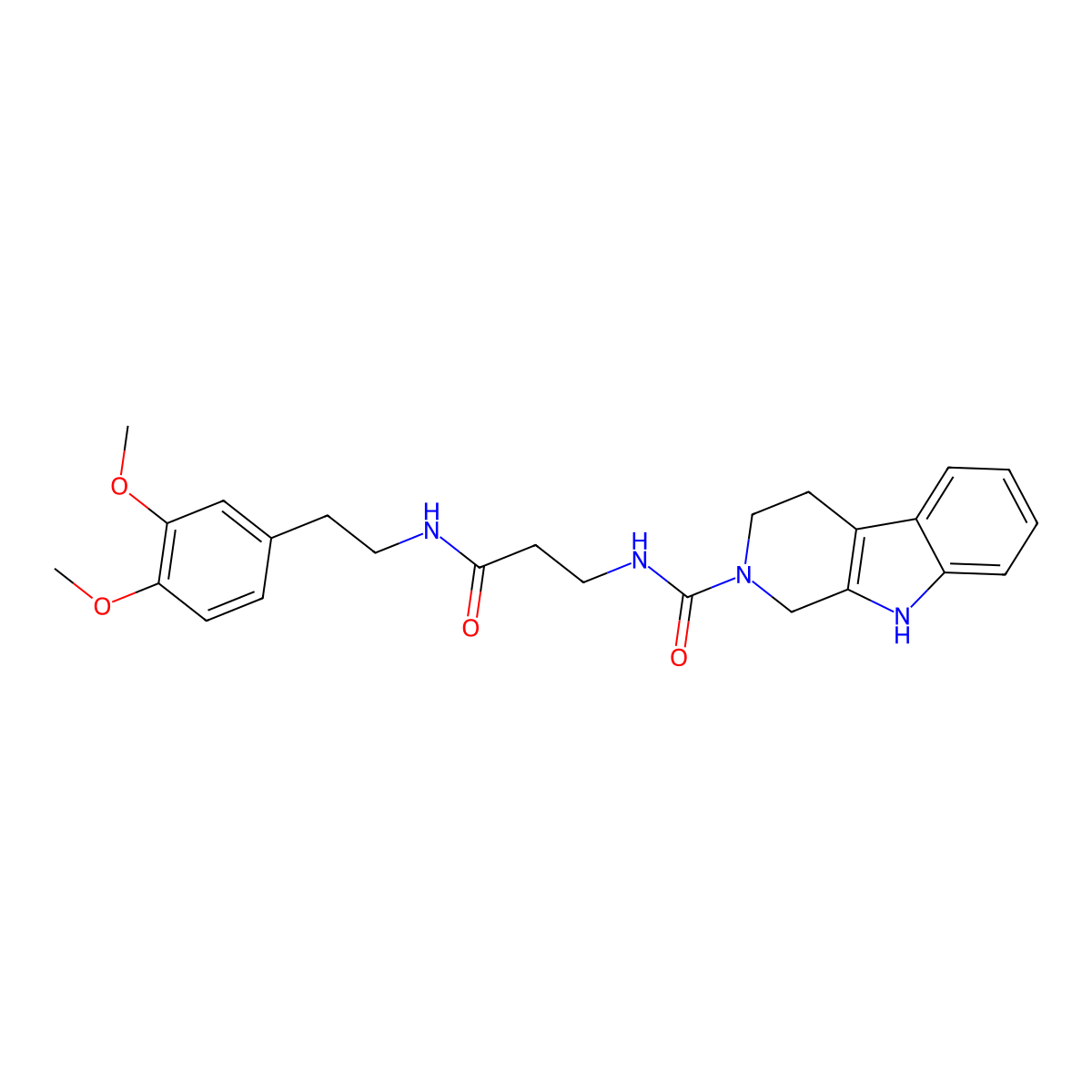 N-(3-{[2-(3,4-dimethoxyphenyl)ethyl]amino}-3-oxopropyl)-1,3,4,9-tetrahydro-2H-beta-carboline-2-carboxamide molecular structure, CAS 1010892-77-9