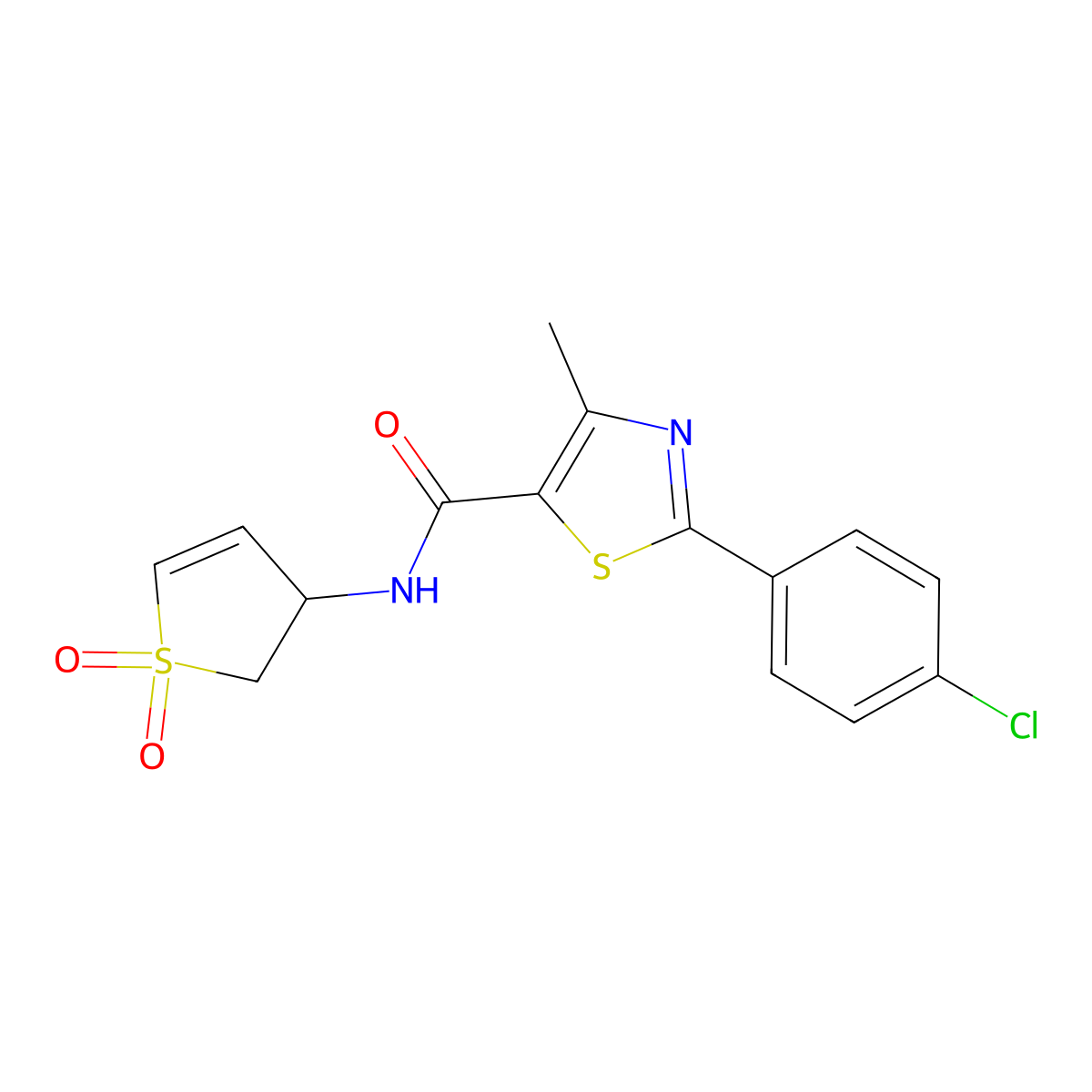 2-(4-chlorophenyl)-N-(1,1-dioxido-2,3-dihydrothiophen-3-yl)-4-methyl-1,3-thiazole-5-carboxamide molecular structure, CAS 1010892-81-5
