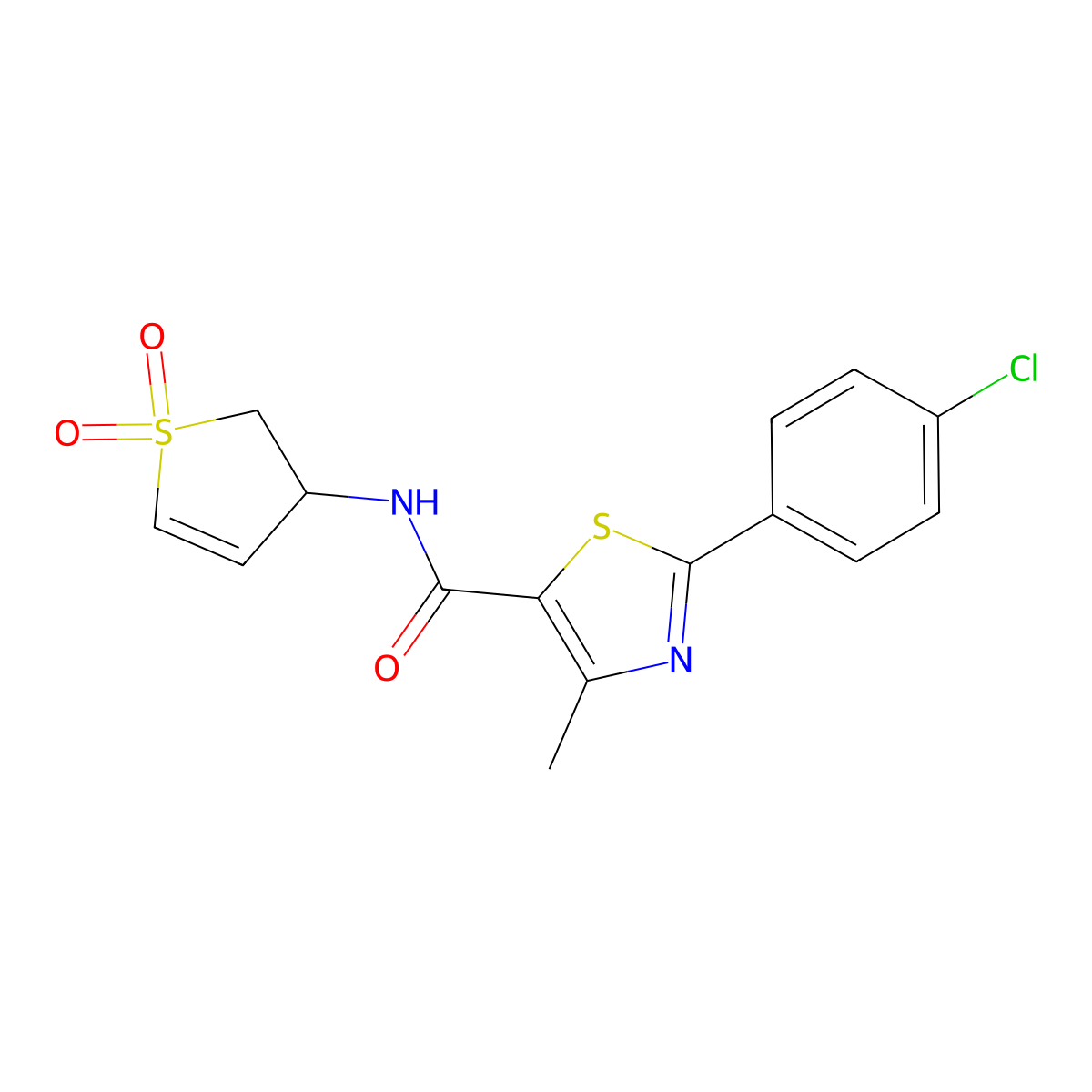 2-(4-chlorophenyl)-N-(1,1-dioxido-2,3-dihydrothiophen-3-yl)-4-methyl-1,3-thiazole-5-carboxamide molecular structure, CAS 1010892-81-5