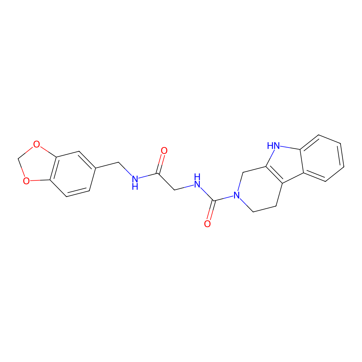 N-{2-[(1,3-benzodioxol-5-ylmethyl)amino]-2-oxoethyl}-1,3,4,9-tetrahydro-2H-beta-carboline-2-carboxamide molecular structure, CAS 1010892-92-8