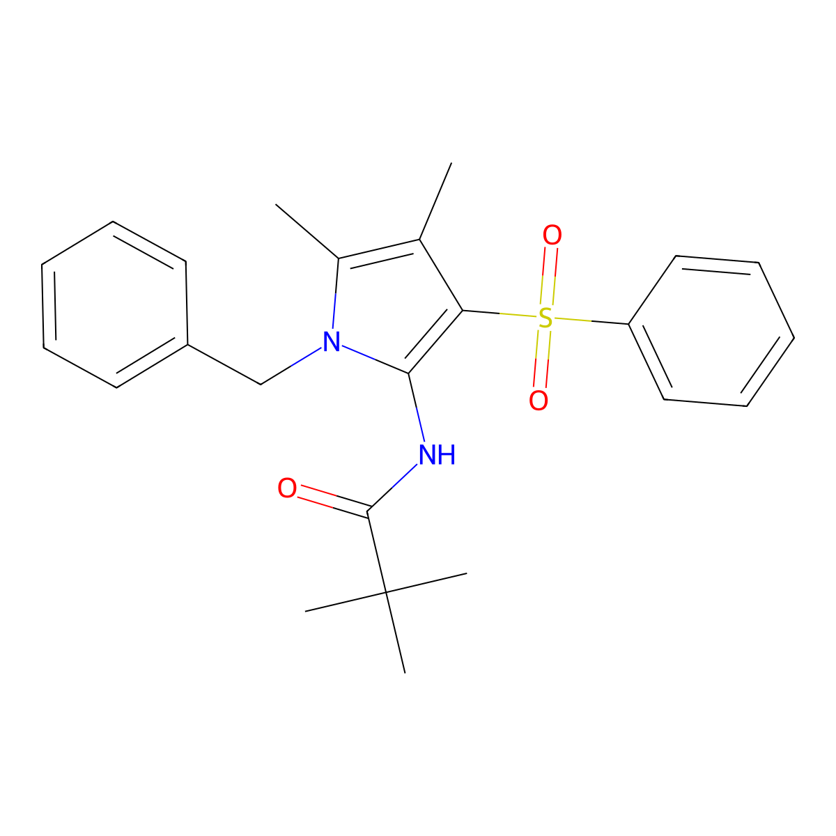 N-[1-benzyl-4,5-dimethyl-3-(phenylsulfonyl)-1H-pyrrol-2-yl]-2,2-dimethylpropanamide molecular structure, CAS 1010892-97-3