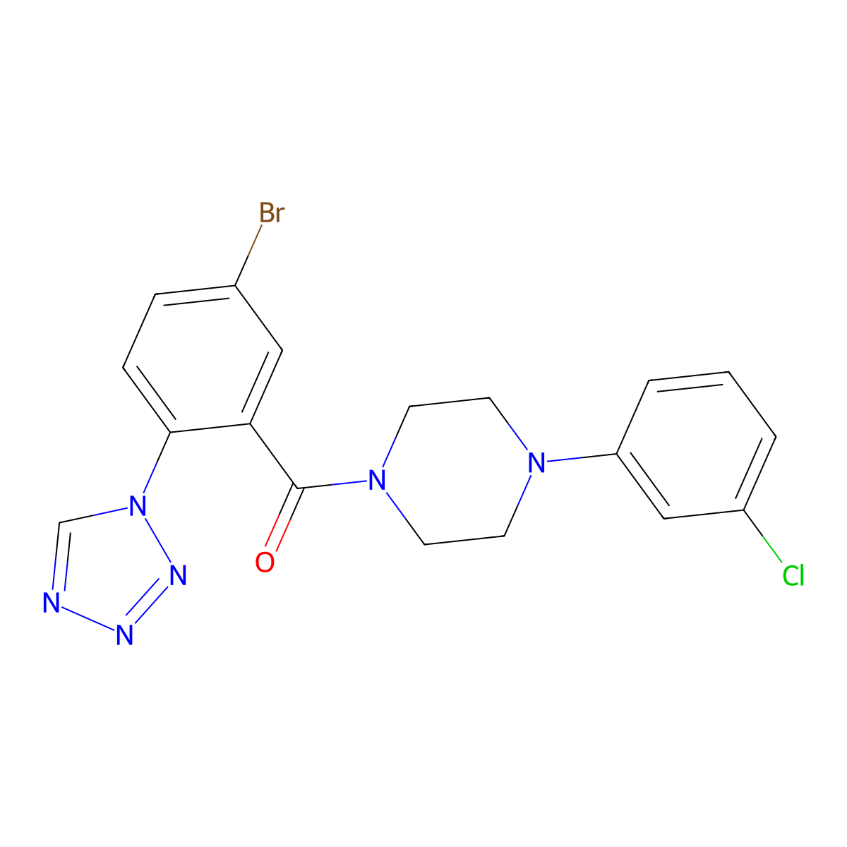 [5-bromo-2-(1H-tetrazol-1-yl)phenyl][4-(3-chlorophenyl)piperazin-1-yl]methanone molecular structure, CAS 1010892-98-4