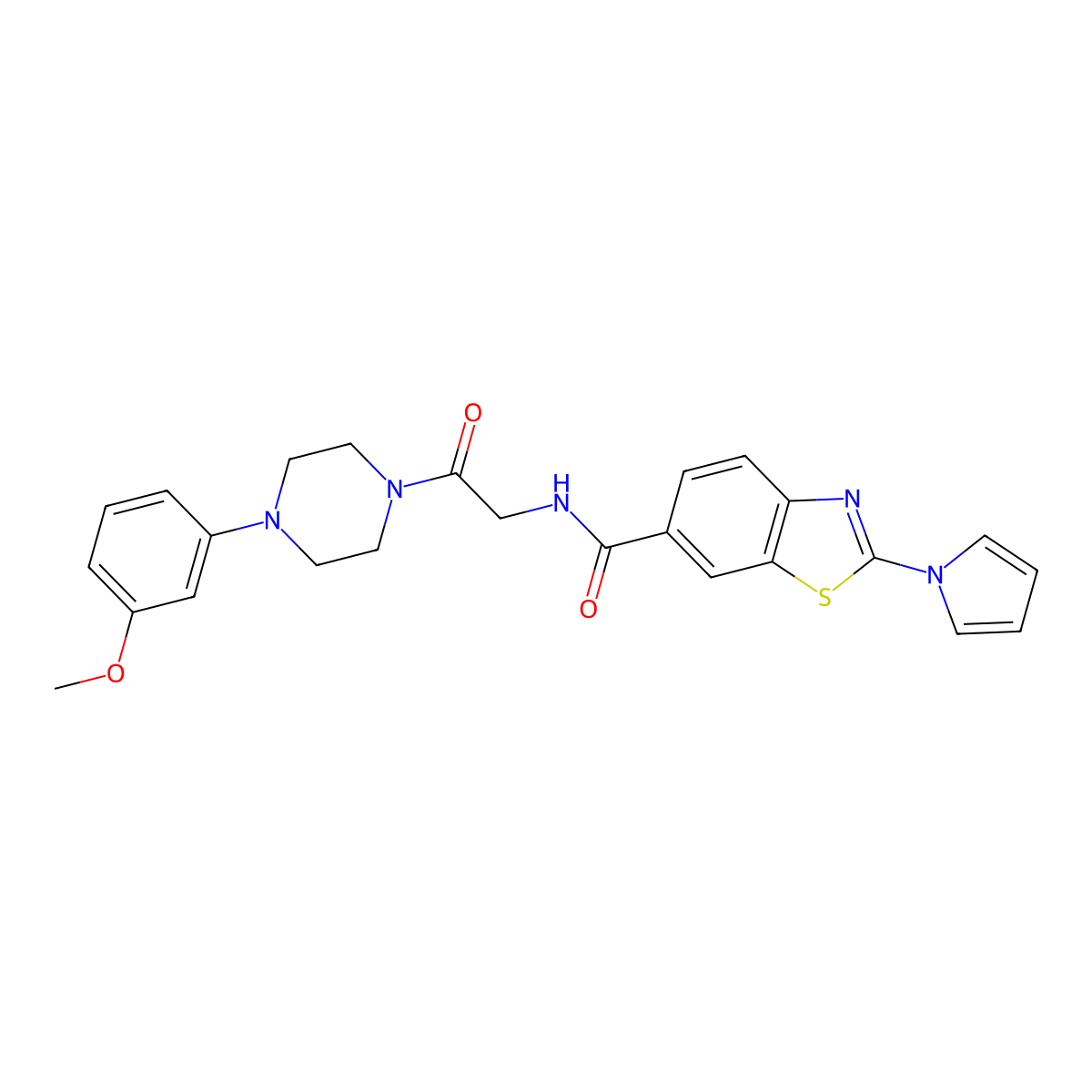 N-{2-[4-(3-methoxyphenyl)piperazin-1-yl]-2-oxoethyl}-2-(1H-pyrrol-1-yl)-1,3-benzothiazole-6-carboxamide molecular structure, CAS 1010893-06-7