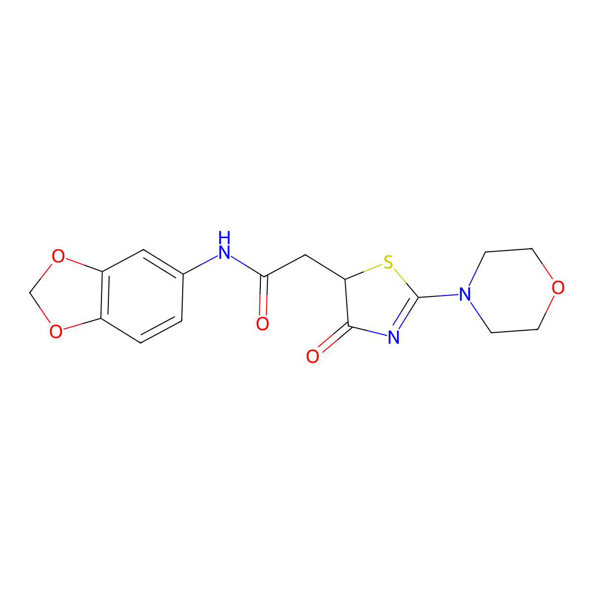 N-(1,3-benzodioxol-5-yl)-2-[2-(morpholin-4-yl)-4-oxo-4,5-dihydro-1,3-thiazol-5-yl]acetamide molecular structure, CAS 1010893-07-8