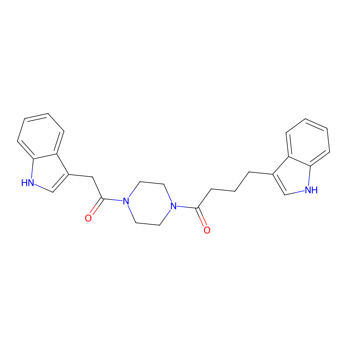 4-(1H-indol-3-yl)-1-[4-(1H-indol-3-ylacetyl)piperazin-1-yl]butan-1-one molecular structure, CAS 1010893-12-5