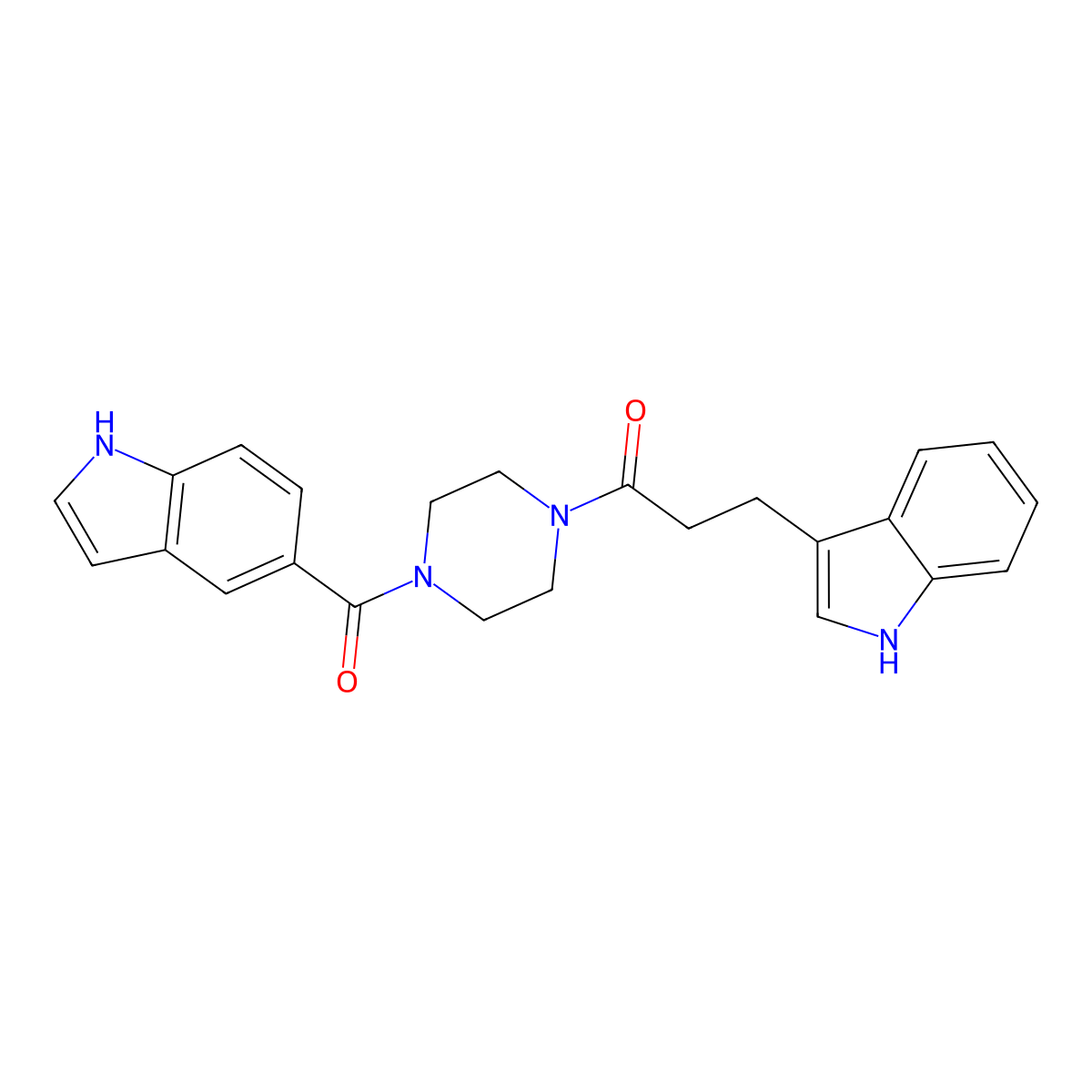 3-(1H-indol-3-yl)-1-[4-(1H-indol-5-ylcarbonyl)piperazin-1-yl]propan-1-one molecular structure, CAS 1010893-25-0