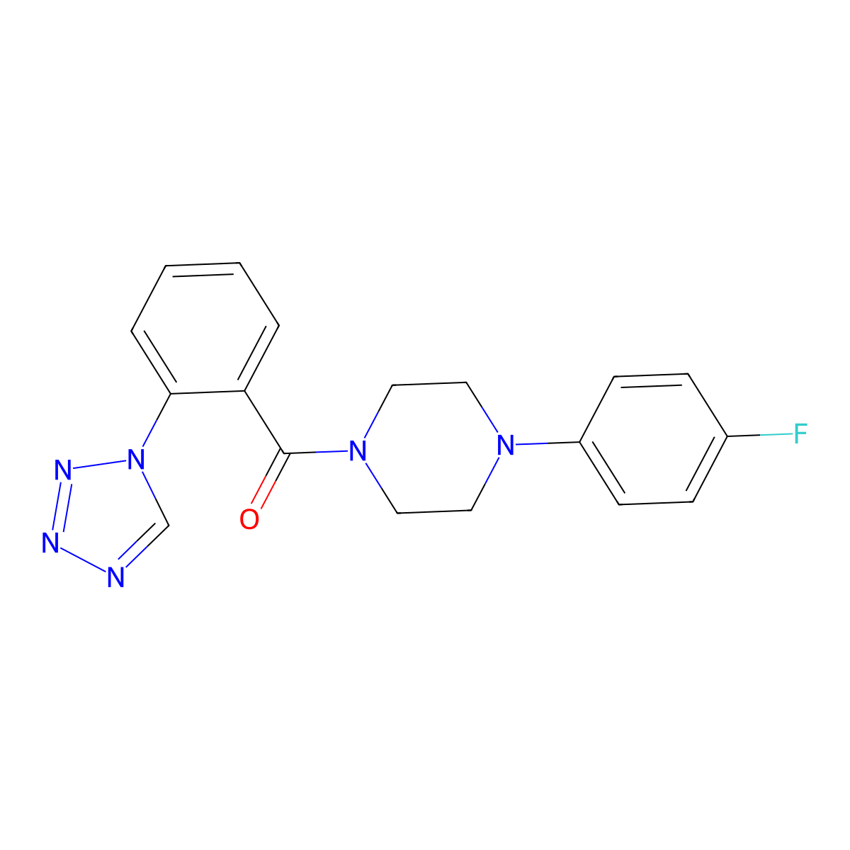 [4-(4-fluorophenyl)piperazin-1-yl][2-(1H-tetrazol-1-yl)phenyl]methanone molecular structure, CAS 1010893-30-7