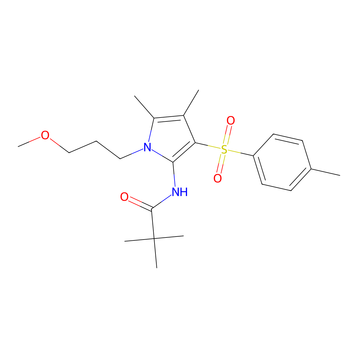 N-{1-(3-methoxypropyl)-4,5-dimethyl-3-[(4-methylphenyl)sulfonyl]-1H-pyrrol-2-yl}-2,2-dimethylpropanamide molecular structure, CAS 1010893-42-1