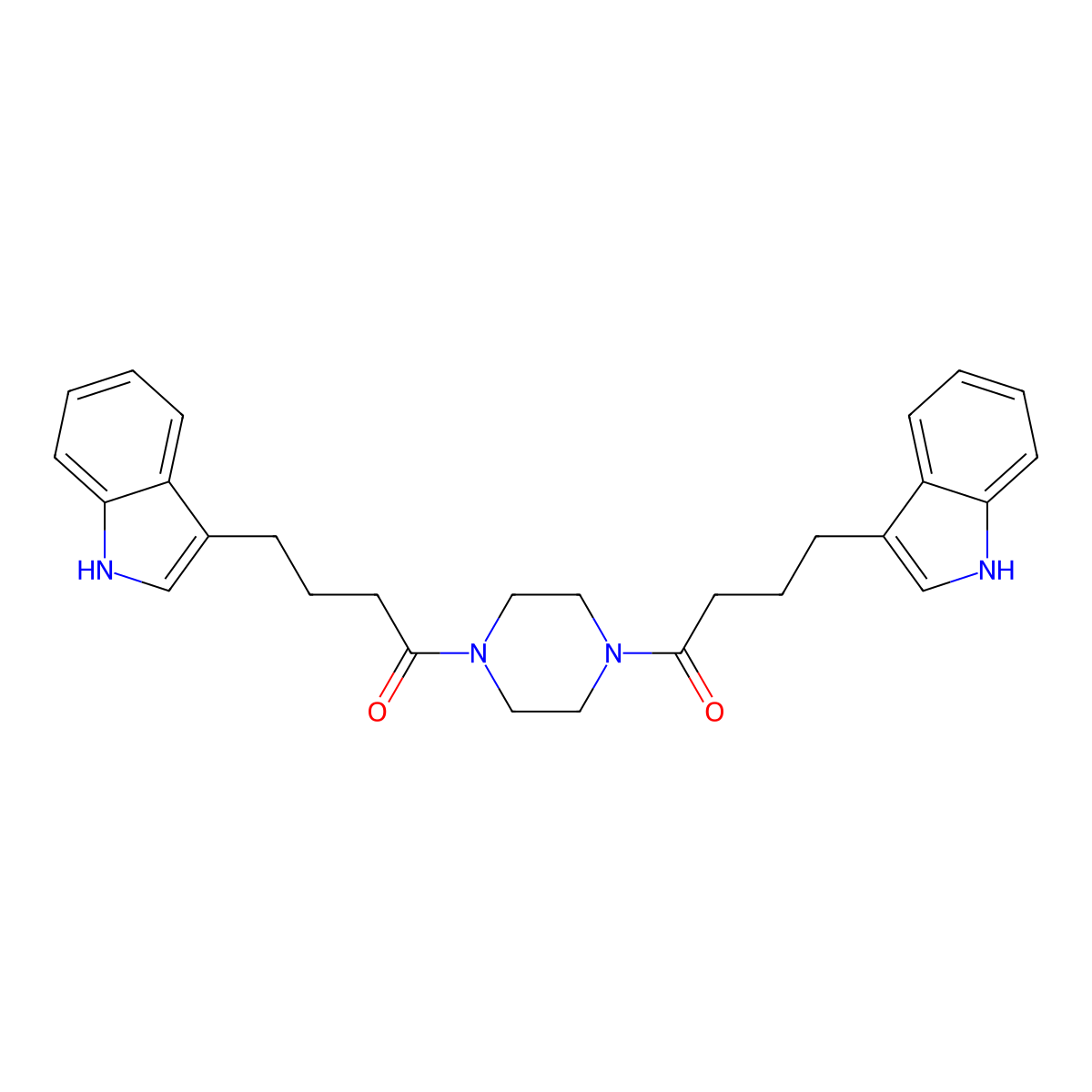 1,1'-piperazine-1,4-diylbis[4-(1H-indol-3-yl)butan-1-one] molecular structure, CAS 1010893-56-7