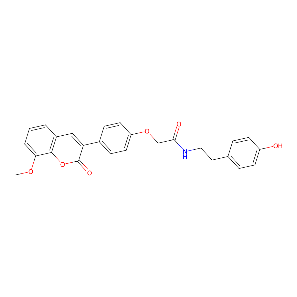 N-[2-(4-hydroxyphenyl)ethyl]-2-[4-(8-methoxy-2-oxo-2H-chromen-3-yl)phenoxy]acetamide molecular structure, CAS 1010893-59-0