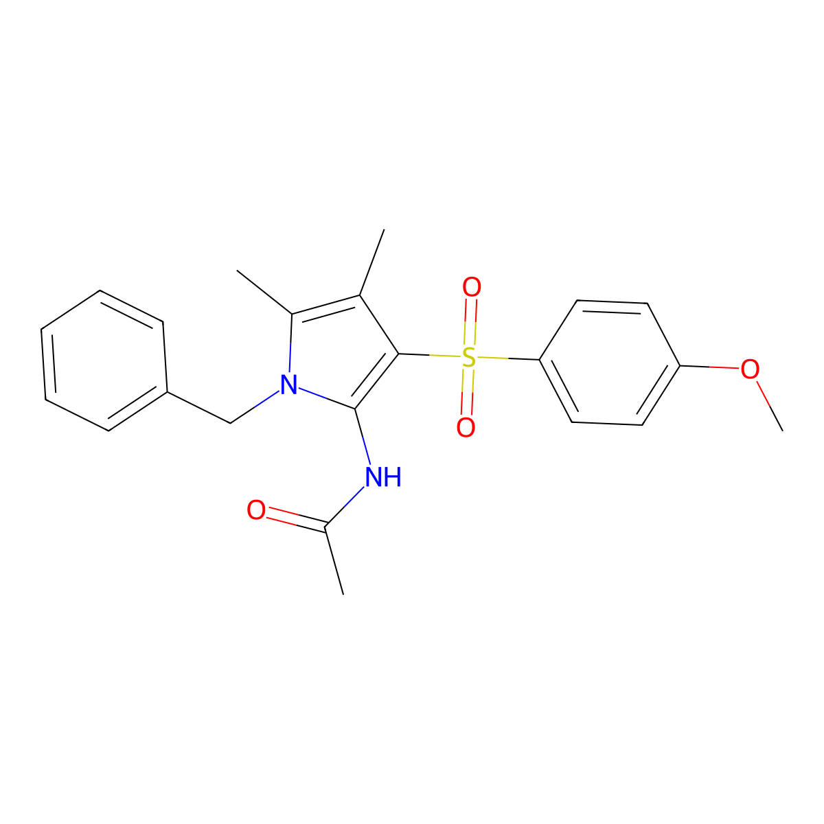 N-{1-benzyl-3-[(4-methoxyphenyl)sulfonyl]-4,5-dimethyl-1H-pyrrol-2-yl}acetamide molecular structure, CAS 1010893-69-2