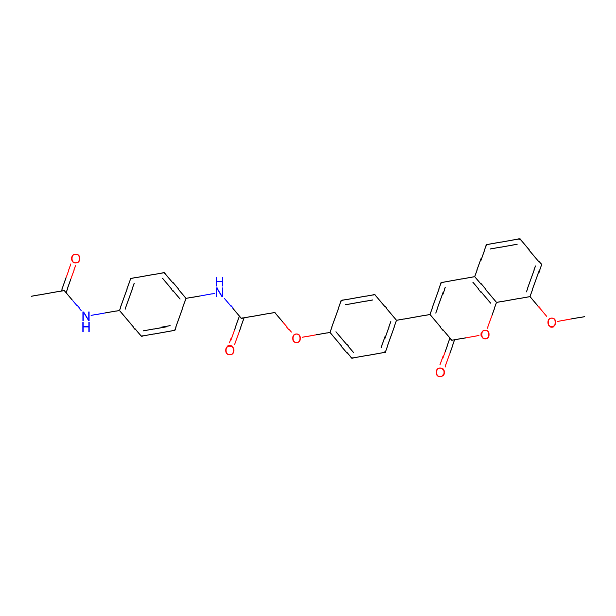 N-[4-(acetylamino)phenyl]-2-[4-(8-methoxy-2-oxo-2H-chromen-3-yl)phenoxy]acetamide molecular structure, CAS 1010894-00-4