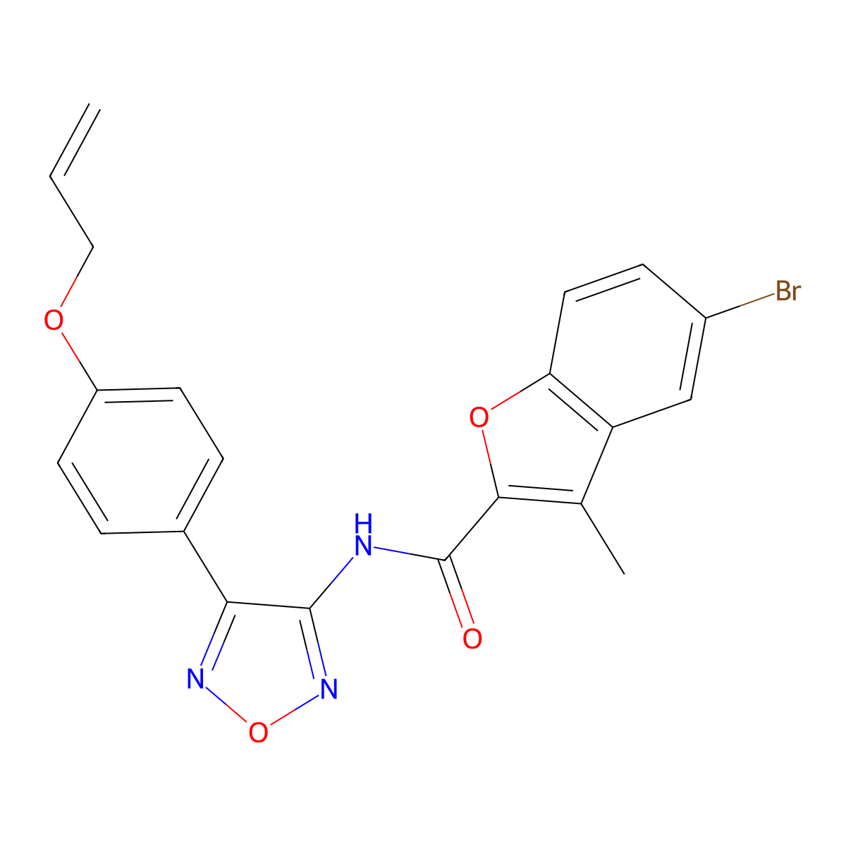 5-bromo-3-methyl-N-{4-[4-(prop-2-en-1-yloxy)phenyl]-1,2,5-oxadiazol-3-yl}-1-benzofuran-2-carboxamide molecular structure, CAS 1010894-03-7