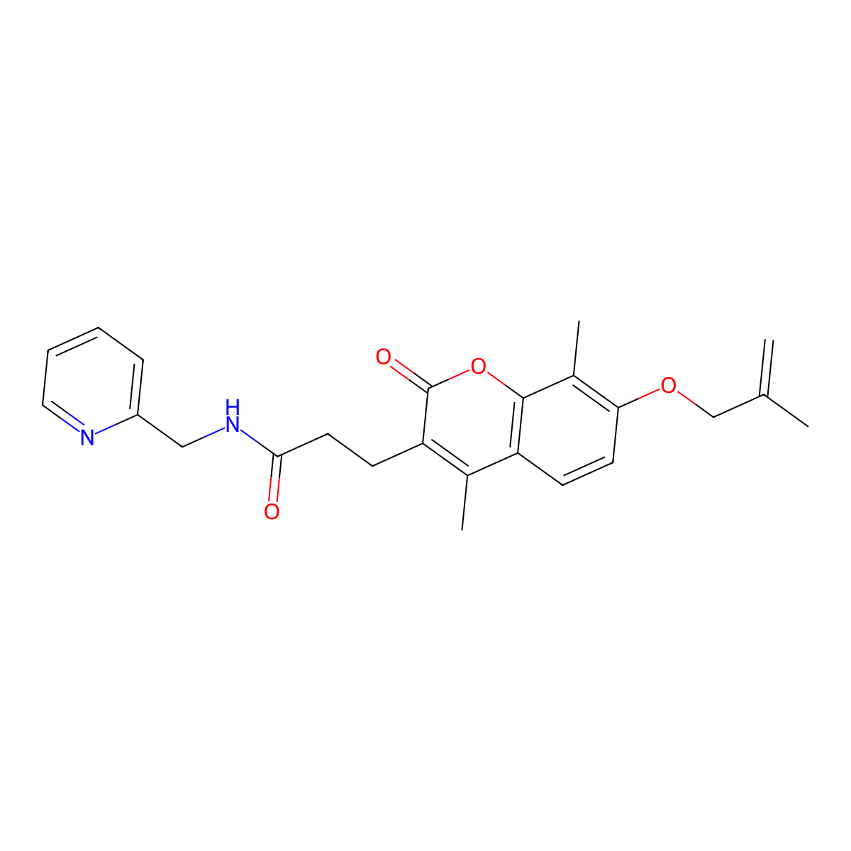 3-{4,8-dimethyl-7-[(2-methylprop-2-en-1-yl)oxy]-2-oxo-2H-chromen-3-yl}-N-(pyridin-2-ylmethyl)propanamide molecular structure, CAS 1010894-06-0