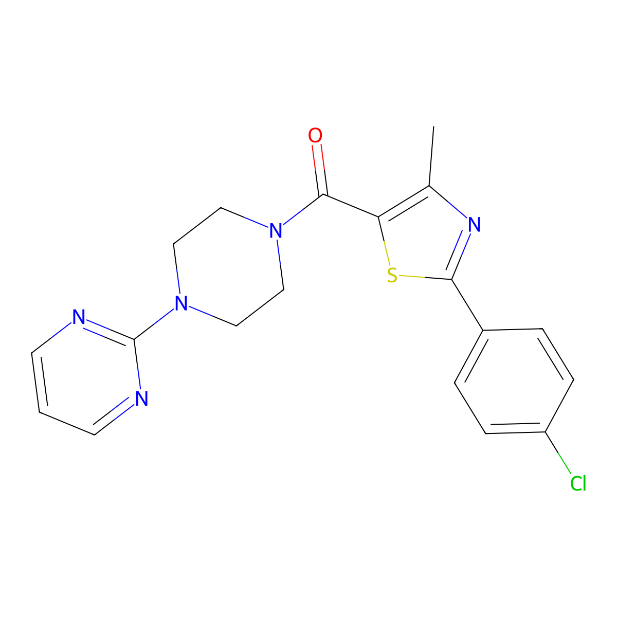 [2-(4-Chlorophenyl)-4-methyl-1,3-thiazol-5-yl][4-(2-pyrimidinyl)piperazino]methanone molecular structure, CAS 1010894-07-1