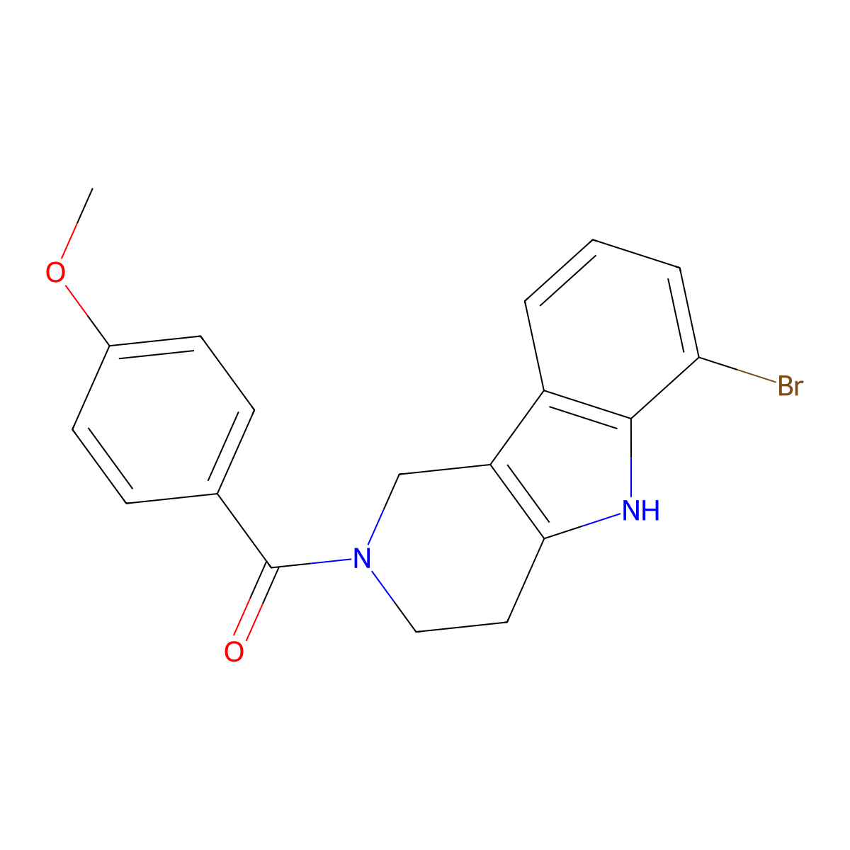 6-bromo-2-(4-methoxybenzoyl)-2,3,4,5-tetrahydro-1H-pyrido[4,3-b]indole molecular structure, CAS 1010894-19-5