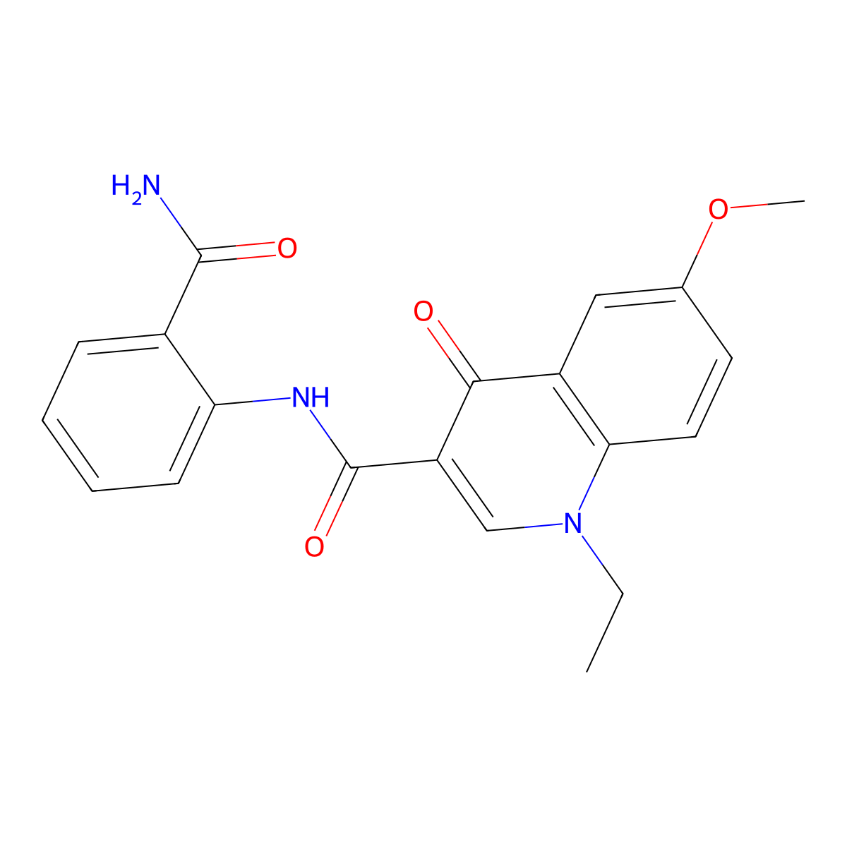 N-(2-carbamoylphenyl)-1-ethyl-6-methoxy-4-oxo-1,4-dihydroquinoline-3-carboxamide molecular structure, CAS 1010894-21-9