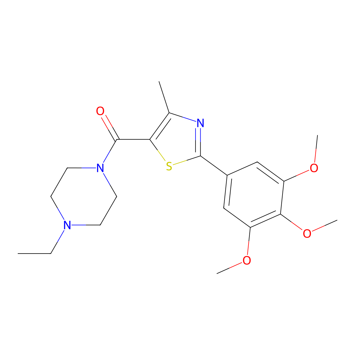 (4-Ethylpiperazin-1-yl)[4-methyl-2-(3,4,5-trimethoxyphenyl)-1,3-thiazol-5-yl]methanone molecular structure, CAS 1010894-39-9