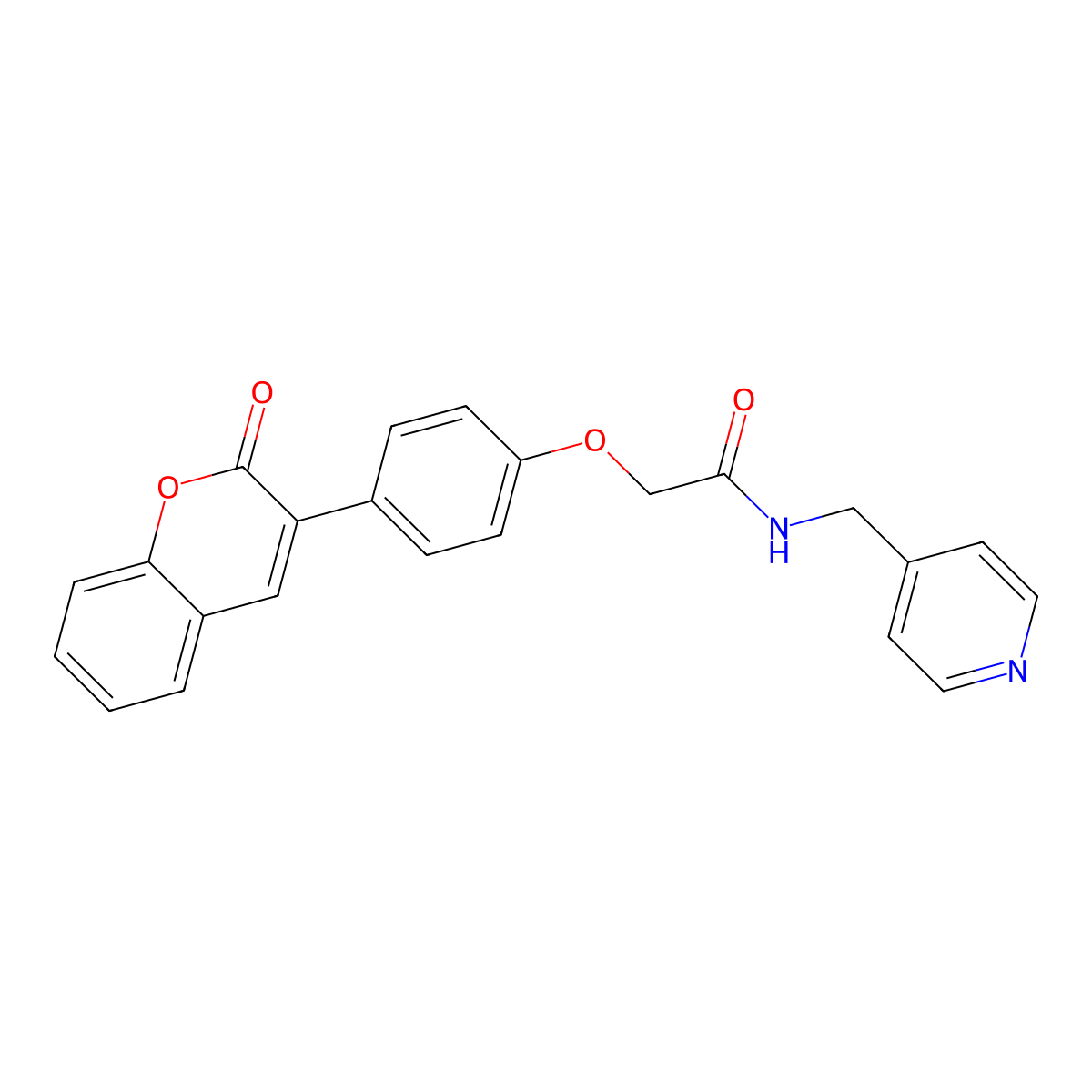 2-[4-(2-oxo-2H-chromen-3-yl)phenoxy]-N-(pyridin-4-ylmethyl)acetamide molecular structure, CAS 1010894-41-3