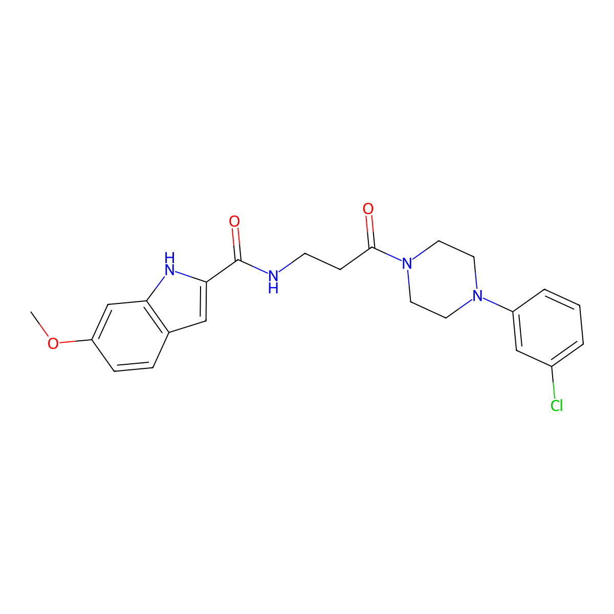 N-{3-[4-(3-chlorophenyl)piperazin-1-yl]-3-oxopropyl}-6-methoxy-1H-indole-2-carboxamide molecular structure, CAS 1010894-45-7