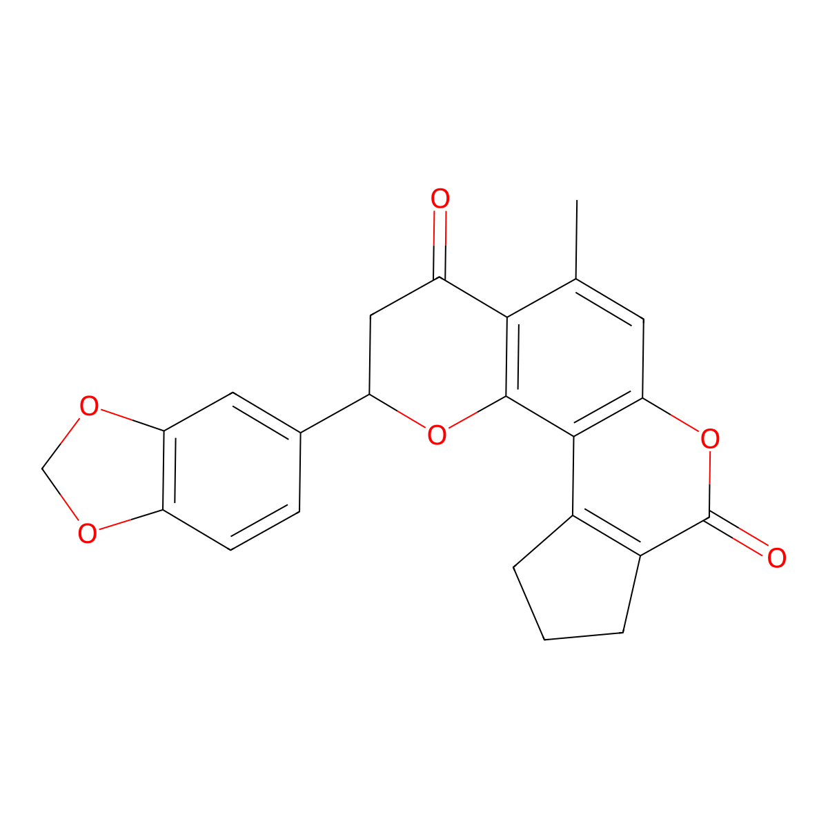 2-(1,3-benzodioxol-5-yl)-5-methyl-10,11-dihydro-2H-cyclopenta[c]pyrano[2,3-f]chromene-4,8(3H,9H)-dione molecular structure, CAS 1010894-52-6