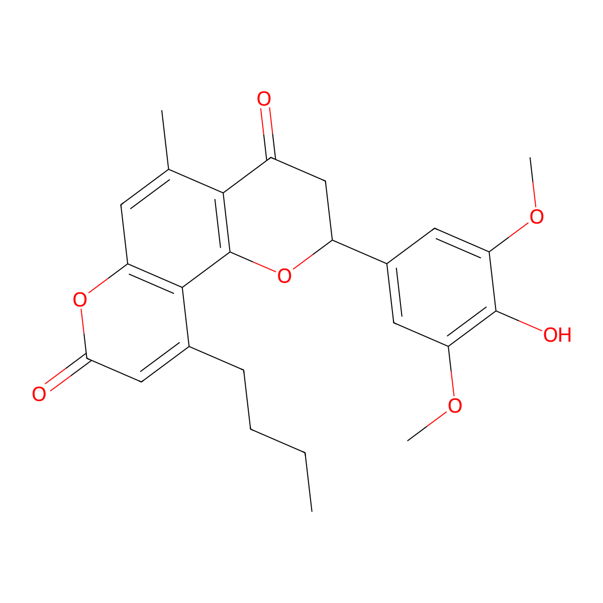 10-butyl-2-(4-hydroxy-3,5-dimethoxyphenyl)-5-methyl-2,3-dihydro-4H,8H-pyrano[2,3-f]chromene-4,8-dione molecular structure, CAS 1010894-55-9