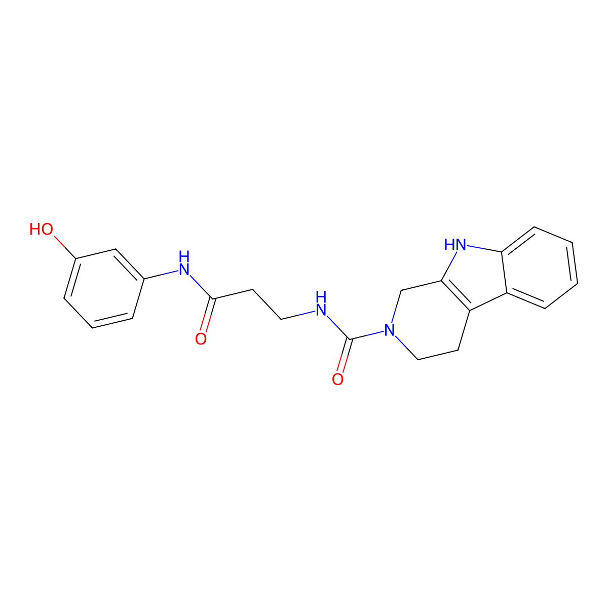 N-{3-[(3-hydroxyphenyl)amino]-3-oxopropyl}-1,3,4,9-tetrahydro-2H-beta-carboline-2-carboxamide molecular structure, CAS 1010894-59-3