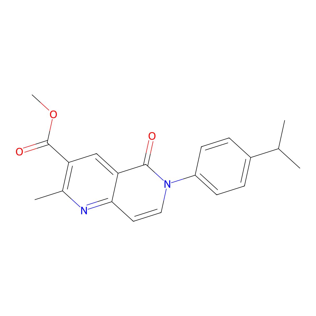 Methyl 6-(4-isopropylphenyl)-2-methyl-5-oxo-5,6-dihydro-1,6-naphthyridine-3-carboxylate molecular structure, CAS 1010894-83-3
