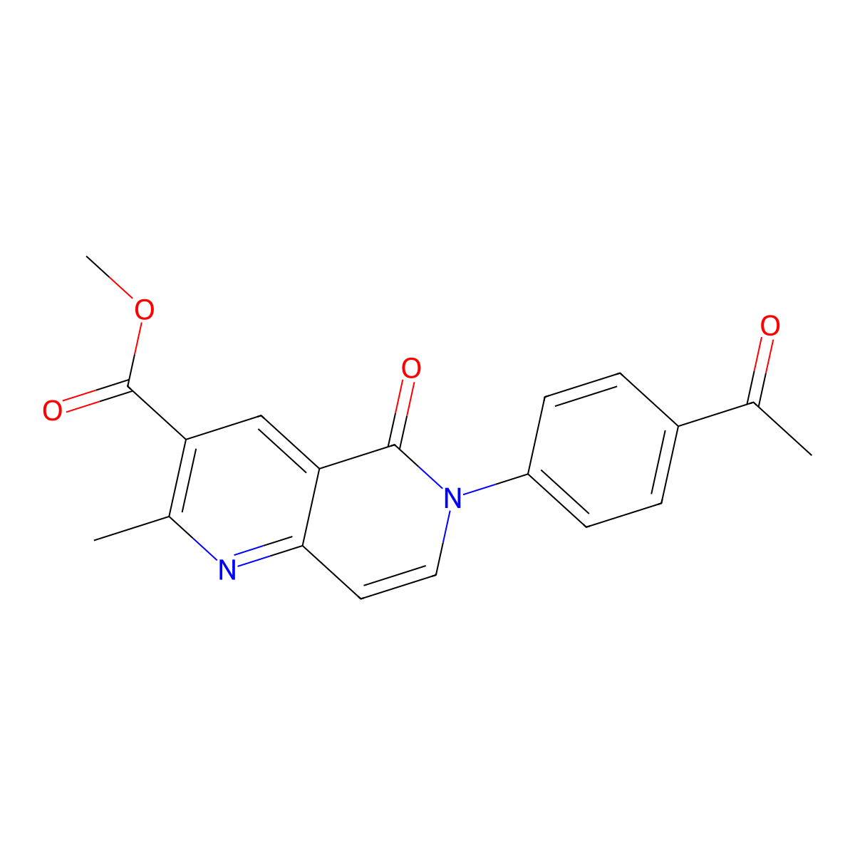 Methyl 6-(4-acetylphenyl)-2-methyl-5-oxo-5,6-dihydro-1,6-naphthyridine-3-carboxylate molecular structure, CAS 1010894-85-5