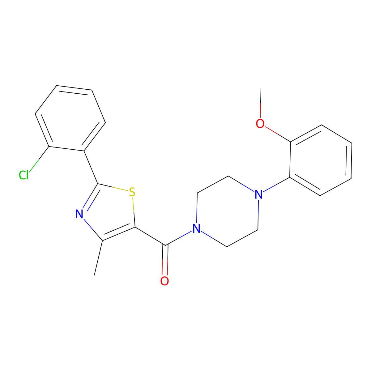 [2-(2-Chlorophenyl)-4-methyl-1,3-thiazol-5-yl][4-(2-methoxyphenyl)piperazino]methanone molecular structure, CAS 1010895-05-2
