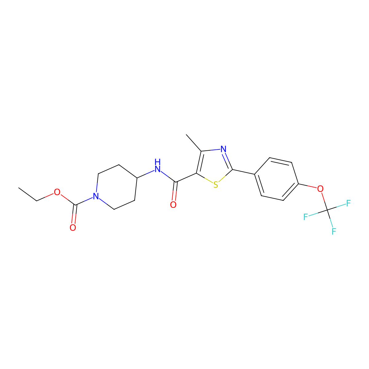 Ethyl 4-[({4-methyl-2-[4-(trifluoromethoxy)phenyl]-1,3-thiazol-5-yl}carbonyl)amino]-1-piperidinecarboxylate molecular structure, CAS 1010895-14-3